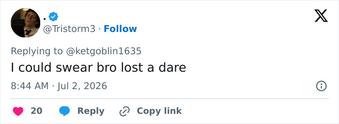 A social media user's comment implying a dare regarding Bonnie Blue's wedding photos and baby shower scandal. A social media user's comment implying a dare regarding Bonnie Blue's wedding photos and baby shower scandal.