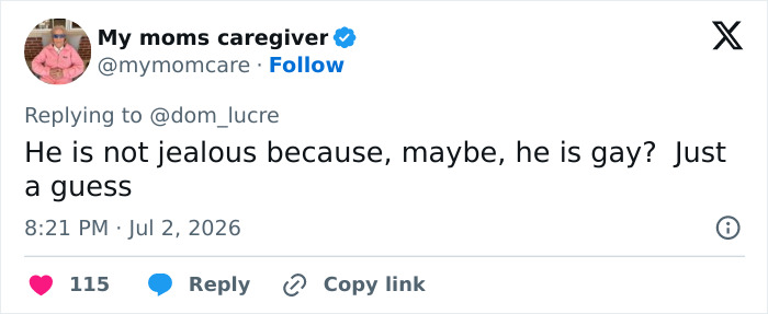 A tweet about Lily Phillips boyfriend not being jealous, potentially because he is gay. He is proud of her job. A tweet about Lily Phillips boyfriend not being jealous, potentially because he is gay. He is proud of her job.