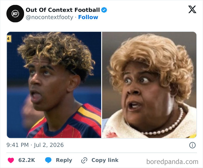 A World Cup 2026 meme comparing a football player to the character Big Momma for a humorous effect.