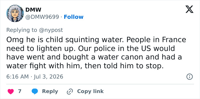 A tweet by DMW about a 14-year-old boy arrested for terrorizing tourists with a water toy. A tweet by DMW about a 14-year-old boy arrested for terrorizing tourists with a water toy.