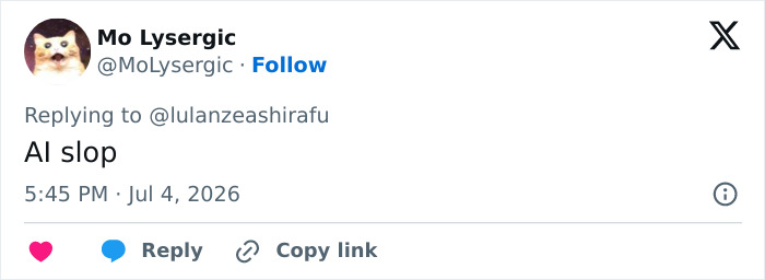 A social media user comments, 'AI slop', about the unrecognizable Netflix star at the World Cup match. A social media user comments, 'AI slop', about the unrecognizable Netflix star at the World Cup match.