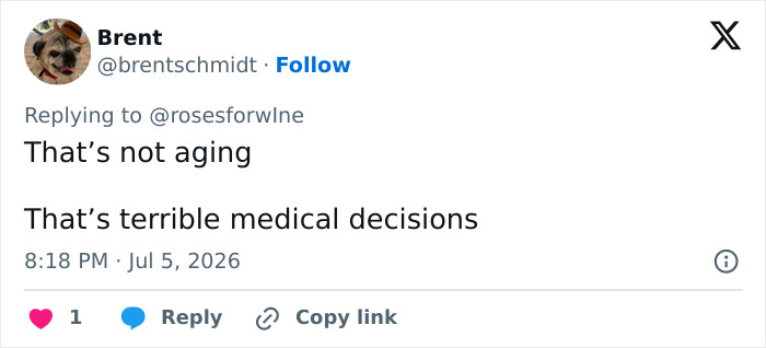 A social media post commenting on Adele's appearance, attributing changes to medical decisions. A social media post commenting on Adele's appearance, attributing changes to medical decisions.