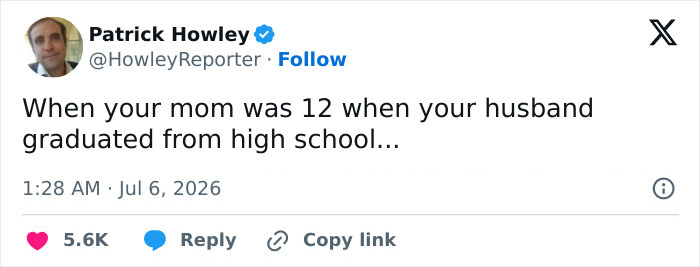 A social media post regarding Karoline Leavitt's husband and her mom's age gap.