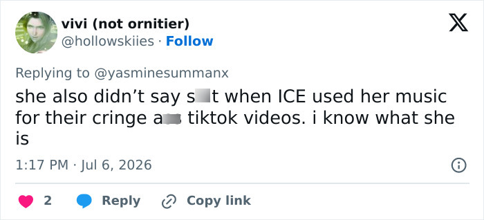 Fans disappointed with Taylor Swift after Trump trolling. A tweet about ICE using Swift's music for TikTok videos. Fans disappointed with Taylor Swift after Trump trolling. A tweet about ICE using Swift's music for TikTok videos.