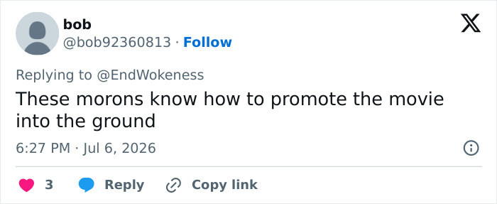 Screenshot of a tweet from bob about the 'Odyssey' star and the woke question she'd ask Homer.