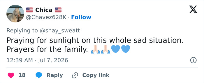 Tweet expressing prayers for Nolan Wells family and the sad situation, following his body found. Tweet expressing prayers for Nolan Wells family and the sad situation, following his body found.