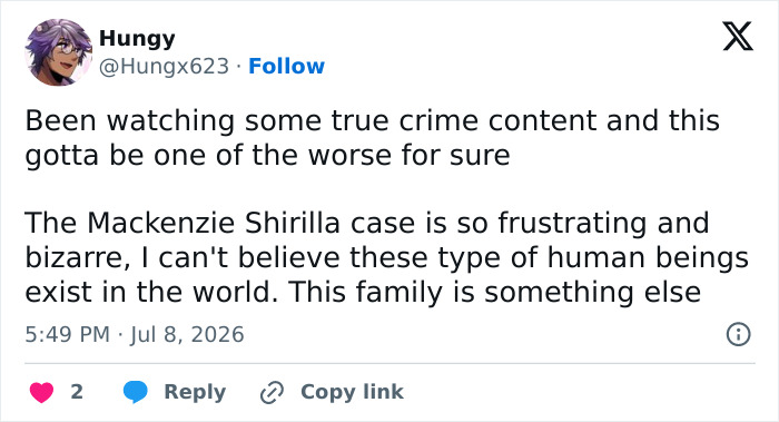 Hungy's tweet on Mackenzie Shirilla's victim, expressing frustration about the case and family controversy. Hungy's tweet on Mackenzie Shirilla's victim, expressing frustration about the case and family controversy.