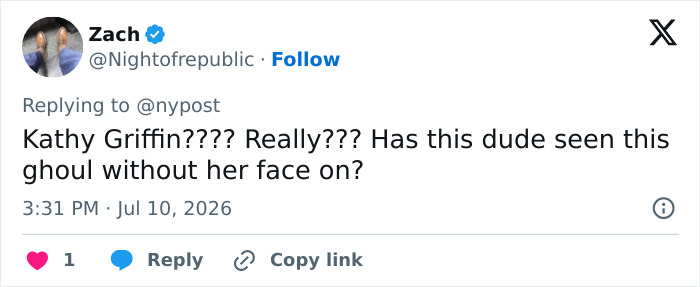 Tweet by Zach expressing disbelief about Kathy Griffin's relationship with a 22-year-old man. Tweet by Zach expressing disbelief about Kathy Griffin's relationship with a 22-year-old man.