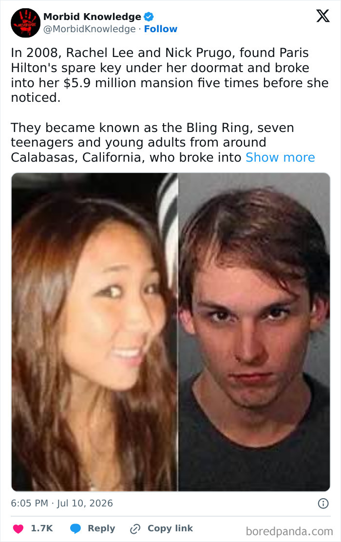 Mugshots of Rachel Lee and Nick Prugo, linked to morbid stories of burglary in Hollywood.