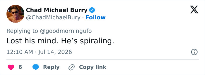 Screenshot of a tweet from Chad Michael Bury about James Franco and the alien reveal error. Screenshot of a tweet from Chad Michael Bury about James Franco and the alien reveal error.