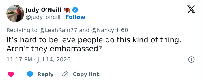 A social media post from Judy ONeill commenting on a Karen incident, showing public reaction to the landscaper revenge story. A social media post from Judy ONeill commenting on a Karen incident, showing public reaction to the landscaper revenge story.