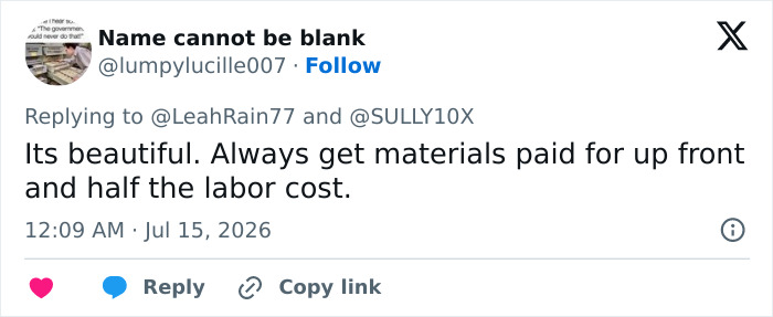 A social media post from Name cannot be blank advocating for upfront payment for landscapers after a Karen incident and revenge. A social media post from Name cannot be blank advocating for upfront payment for landscapers after a Karen incident and revenge.