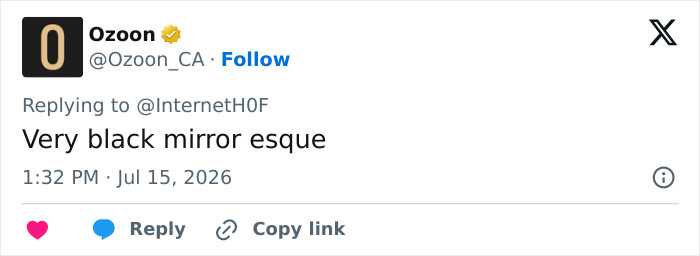 Tweet expressing a dystopian new dating method being like Black Mirror, taking over California colleges, replacing Tinder. Tweet expressing a dystopian new dating method being like Black Mirror, taking over California colleges, replacing Tinder.