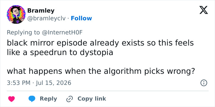 Tweet about a dystopian new dating method and algorithms, taking over California colleges, replacing Tinder. Tweet about a dystopian new dating method and algorithms, taking over California colleges, replacing Tinder.