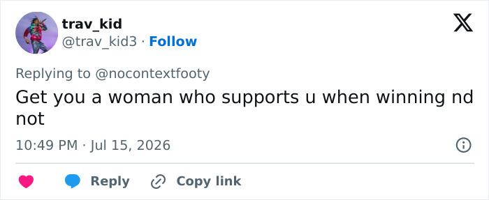 Tweet asking for a supportive woman, hinting at Victoria Beckham's behavior after David's defense. Tweet asking for a supportive woman, hinting at Victoria Beckham's behavior after David's defense.