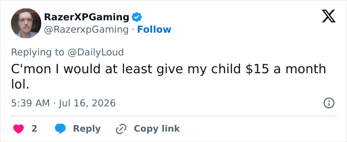 Screenshot of a viral tweet from 'RazerXPGaming' about a dad stopping child support payments, which backfired. Screenshot of a viral tweet from 'RazerXPGaming' about a dad stopping child support payments, which backfired.