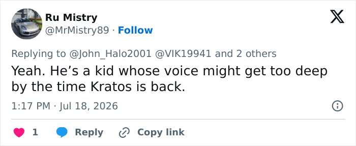 Tweet regarding an actor's voice possibly changing for a role after an on-set accident. Tweet regarding an actor's voice possibly changing for a role after an on-set accident.