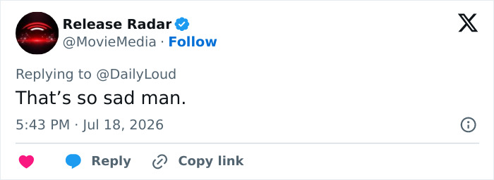 Release Radar on Twitter stating, That's so sad man, concerning an adult star winning a $3M payout. Release Radar on Twitter stating, That's so sad man, concerning an adult star winning a $3M payout.