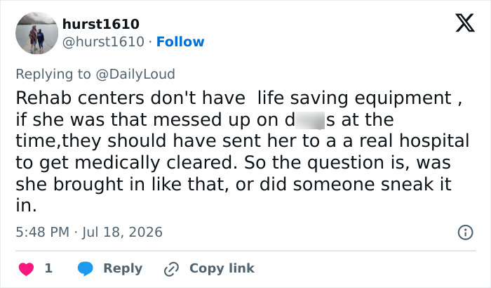 hurst1610 on Twitter discussing rehab centers and an adult star's $3M payout, mentioning life-saving equipment. hurst1610 on Twitter discussing rehab centers and an adult star's $3M payout, mentioning life-saving equipment.