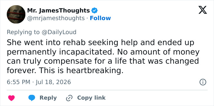 Adult star permanently disabled, a tweet expresses sadness about her situation. Adult star permanently disabled, a tweet expresses sadness about her situation.