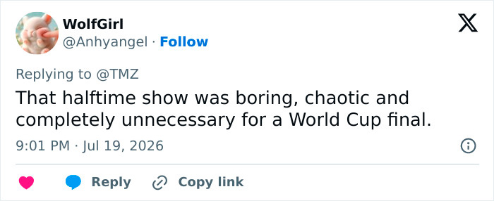 "Completely Unnecessary": FIFA’s Ambitious World Cup Halftime Show Leaves Fans Cringing "Completely Unnecessary": FIFA’s Ambitious World Cup Halftime Show Leaves Fans Cringing