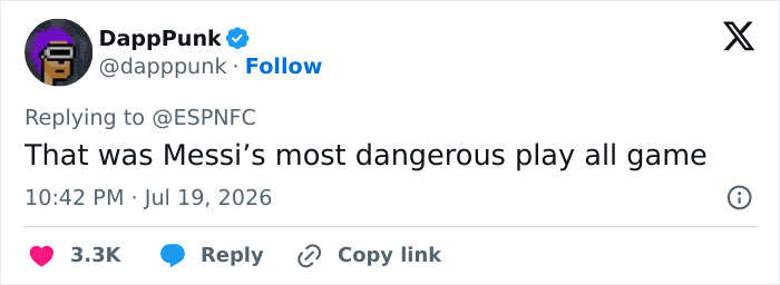 A fan's tweet about Lionel Messi's play during the World Cup Final. A fan's tweet about Lionel Messi's play during the World Cup Final.