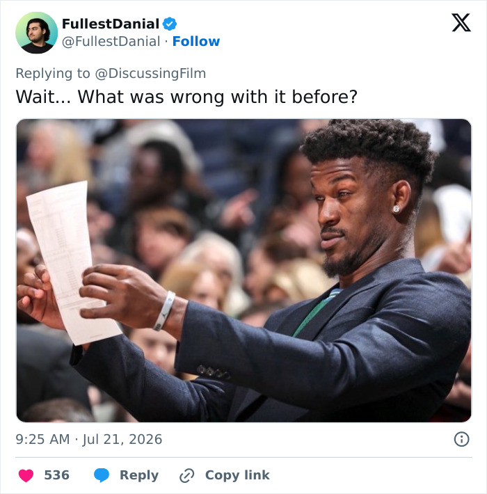 A tweet from @FullestDanial with a photo of a man looking confused, asking about a fixed decade-long mistake.