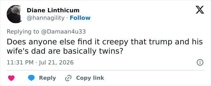 A tweet about Donald Trump body double conspiracy theory. A tweet about Donald Trump body double conspiracy theory.