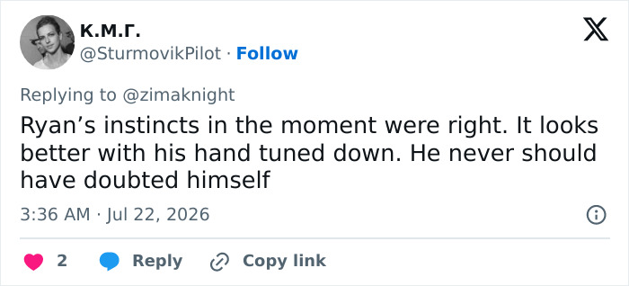 A tweet by K.M.T. user @SturmovikPilot saying Ryan's instincts were right, fixed his mistake, and it came at an unexpected cost.