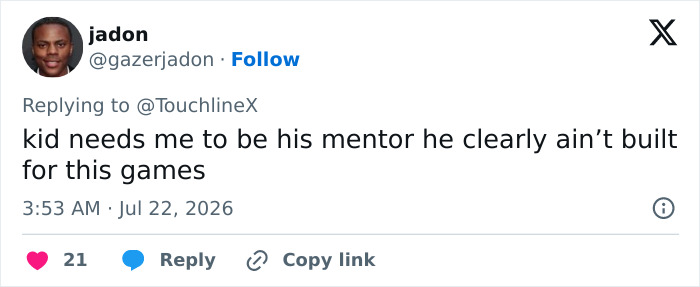 A tweet suggesting mentoring for Lamine Yamal following girlfriend comments. A tweet suggesting mentoring for Lamine Yamal following girlfriend comments.