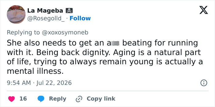 A screenshot of a tweet from La Mageba discussing Taraji P. Henson's past appearance in a dress with extreme cleavage.