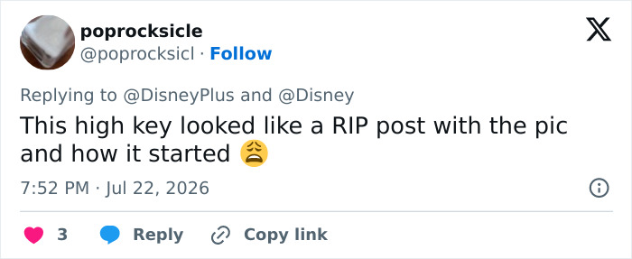 Poprocksicle tweet about Disney's Julie Andrews portrait looking like an 'RIP post,' sparking backlash. Poprocksicle tweet about Disney's Julie Andrews portrait looking like an 'RIP post,' sparking backlash.
