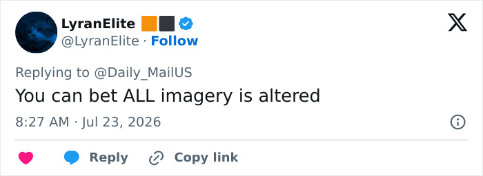 NASA whistleblowers reveal photos were edited to hide alien presence. A tweet suggesting all imagery is altered.