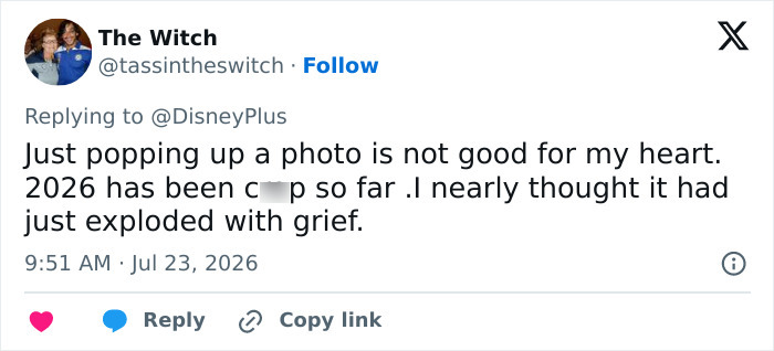 Screenshot of a tweet from The Witch showing backlash after Disney's Julie Andrews' portrait post, fearing bad news. Screenshot of a tweet from The Witch showing backlash after Disney's Julie Andrews' portrait post, fearing bad news.