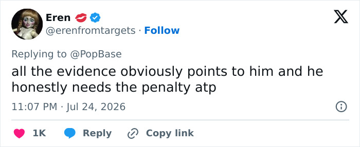 Screenshot of a tweet from Eren suggesting D4vd's text messages point to his guilt in relationship with Celeste Rivas. Screenshot of a tweet from Eren suggesting D4vd's text messages point to his guilt in relationship with Celeste Rivas.