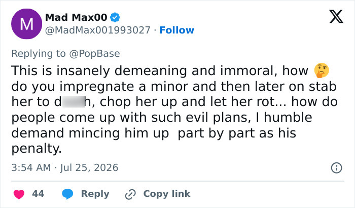 Screenshot of a tweet from Mad Max00 about the disturbing details of D4vd's relationship with Celeste Rivas. Screenshot of a tweet from Mad Max00 about the disturbing details of D4vd's relationship with Celeste Rivas.