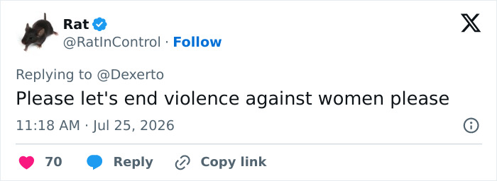Tweet: Please let's end violence against women, related to influencer fatally attacked Tweet: Please let's end violence against women, related to influencer fatally attacked