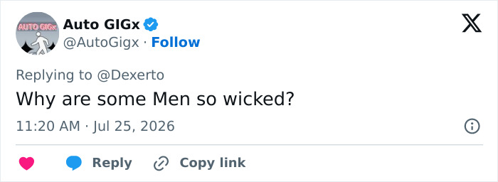 A social media post questioning the wickedness of men after the influencer was fatally attacked by husband. A social media post questioning the wickedness of men after the influencer was fatally attacked by husband.