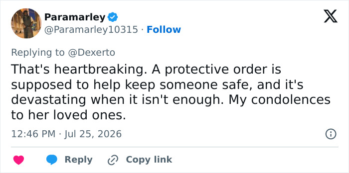 A tweet about an influencer fatally attacked by her husband after she posted a Netflix documentary trend, expressing condolences. A tweet about an influencer fatally attacked by her husband after she posted a Netflix documentary trend, expressing condolences.