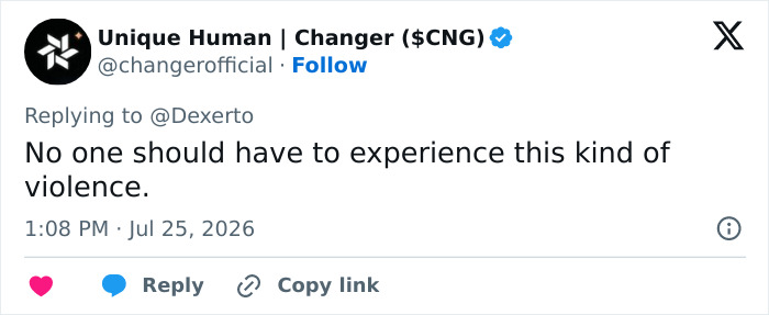 Tweet from Unique Human | Changer about no one experiencing violence after an influencer was attacked by her husband. Tweet from Unique Human | Changer about no one experiencing violence after an influencer was attacked by her husband.