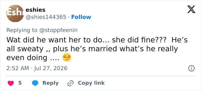 A social media post about a woman's awkward reaction to Usher's moves and being booted off stage.