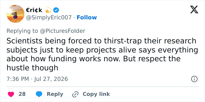A social media post on scientists funding marmot studies through an adult content platform. A social media post on scientists funding marmot studies through an adult content platform.
