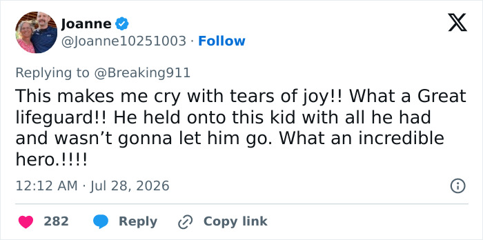 A social media post praising the 16-year-old lifeguard for his heroic ocean rescue. A social media post praising the 16-year-old lifeguard for his heroic ocean rescue.