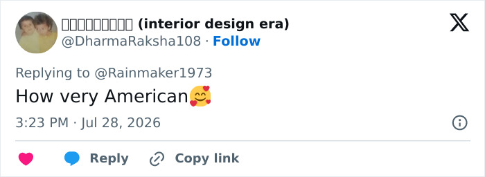 A screenshot shows a tweet from @DharmaRaksha108 that reads, How very American with a loving emoji, commenting on a professor funding marmot studies. A screenshot shows a tweet from @DharmaRaksha108 that reads, How very American with a loving emoji, commenting on a professor funding marmot studies.