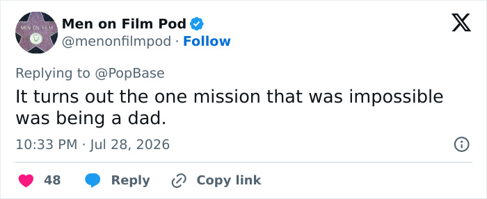 A tweet about Tom Cruise and his daughter Suri, referencing the legal action against her father.