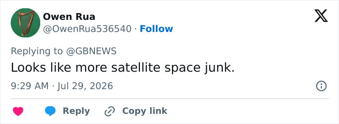A tweet by Owen Rua suggesting the mystery object in NASA's Mars photo is satellite space junk, related to theories about life on Mars. A tweet by Owen Rua suggesting the mystery object in NASA's Mars photo is satellite space junk, related to theories about life on Mars.