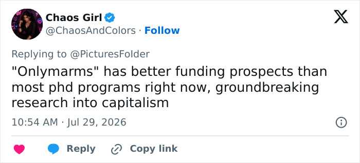 A viral tweet from Chaos Girl discussing funding for marmot studies through an adult content platform. A viral tweet from Chaos Girl discussing funding for marmot studies through an adult content platform.