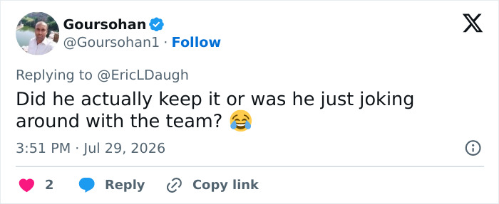 A social media post asking if Donald Trump kept the award or was joking. A social media post asking if Donald Trump kept the award or was joking.