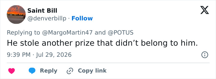 Screenshot of a tweet from Saint Bill about Kindergartener Trump trying to steal an award. Screenshot of a tweet from Saint Bill about Kindergartener Trump trying to steal an award.
