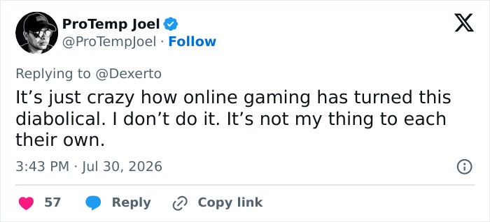 A tweet about the doxxing, swatting prank, expressing concern over how online gaming has become diabolical. A tweet about the doxxing, swatting prank, expressing concern over how online gaming has become diabolical.